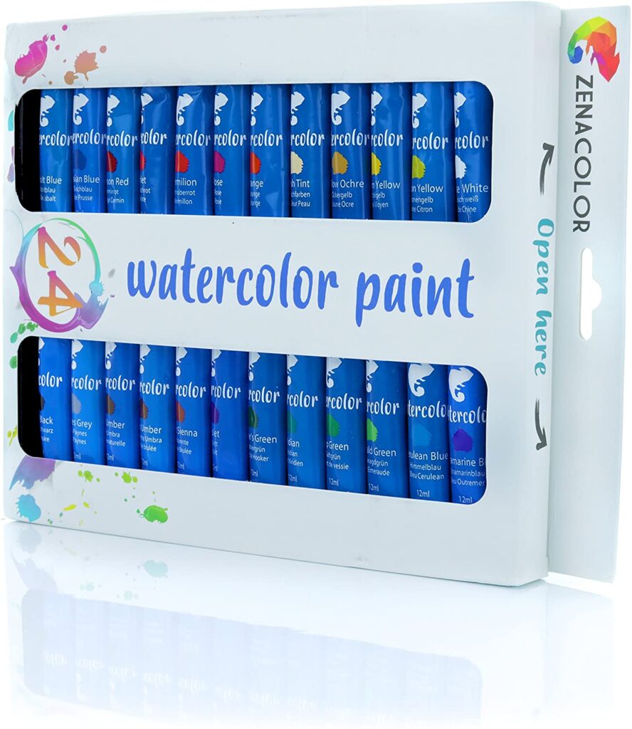 Zenacolor Acrylic Paint, Set of 80 Tubes of 0.4 oz (12 mL) Art Set for